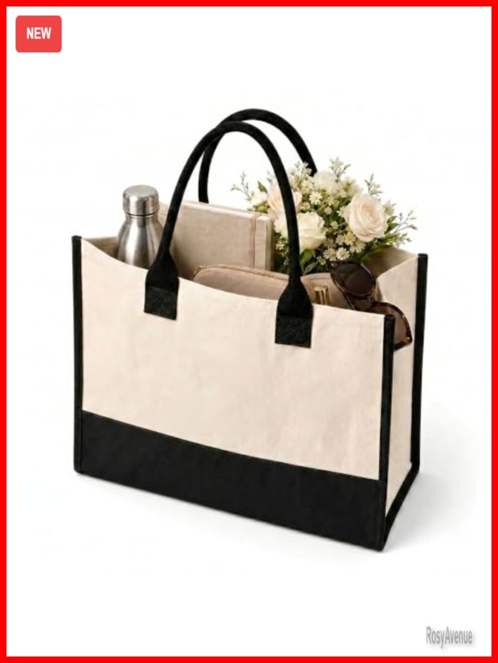 Personalized Monogram Canvas Tote Bag for Women Large Cotton Utility Tote